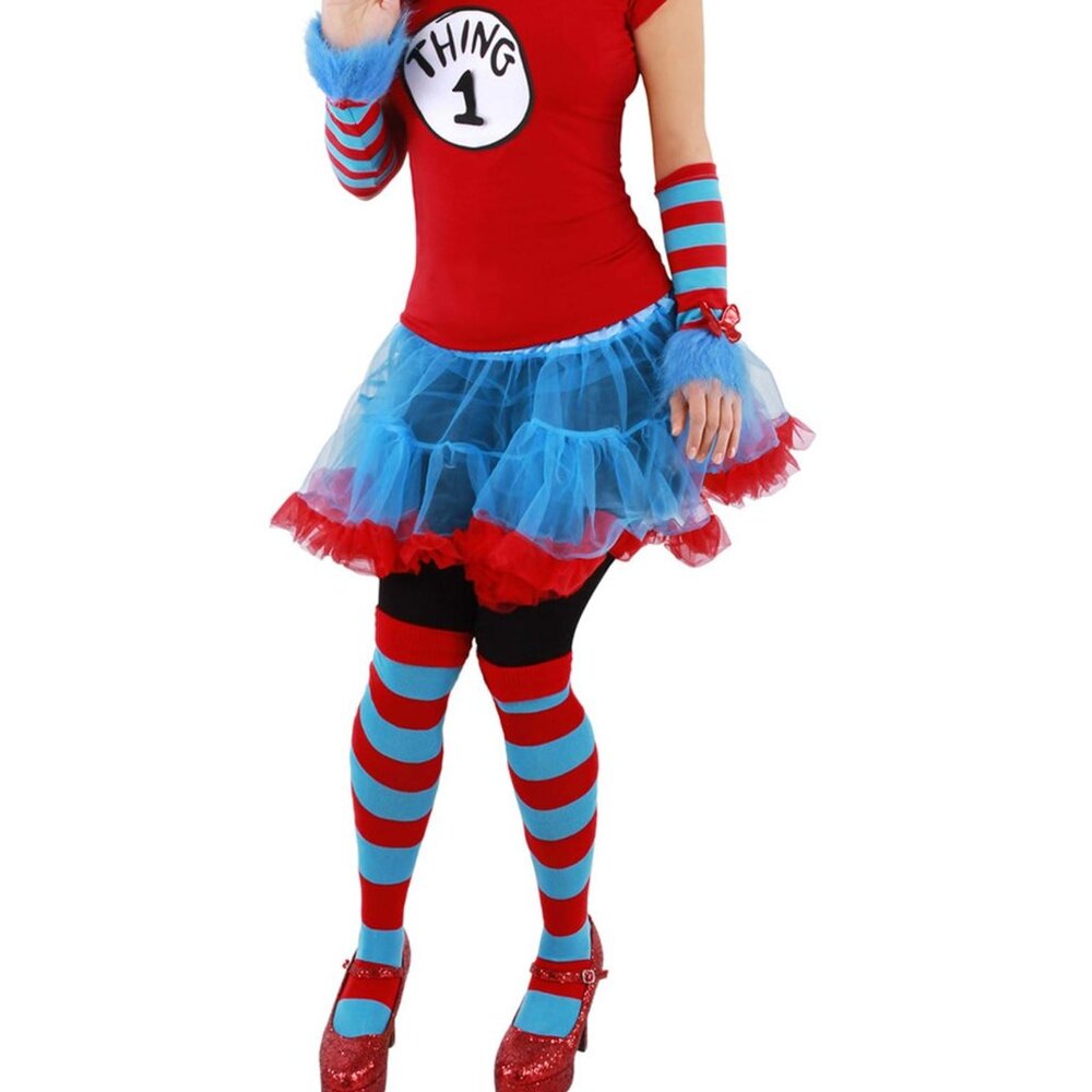 Cat in the Hat striped socks Halloween costume Thing 1 2 Dr Seuss